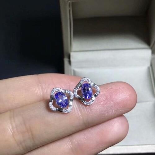 Tianrantansangshi 4 * 6mm 925 sterling silver inlay anti-oxidation is not allergic to fashion fashion birthday gift