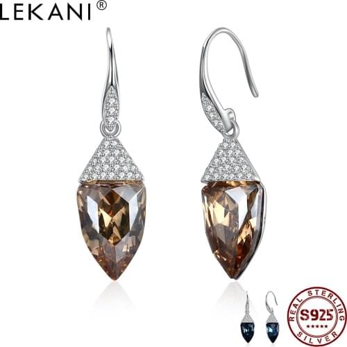 LEKANI 925 Sterling Silver Embellished With Crystal From Austria Cute Water Drop Earrings Hot Selling Women Fine Jewelry 2021