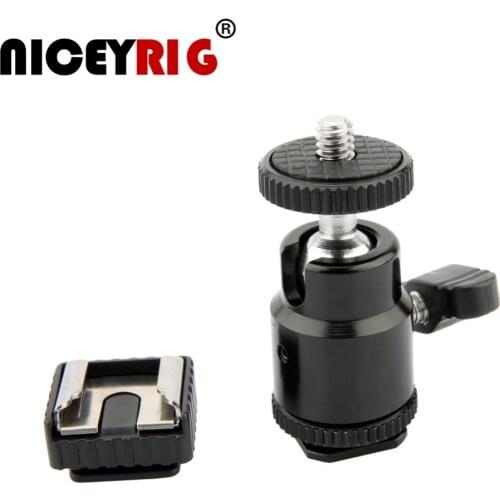 NICEYRIG Mini 1/4" Screw Ball Head Hot Shoe Mount Cold Shoe Mount Camera Bracket Rig for DSLR Camera LED Light Monitor Mount