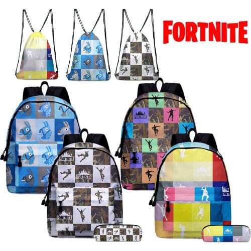 Orthopedic Game Anime Fortnite Backpack School bags for Boys Girls Student Travel Backpacks Waterproof Drawstring Pocket Bag