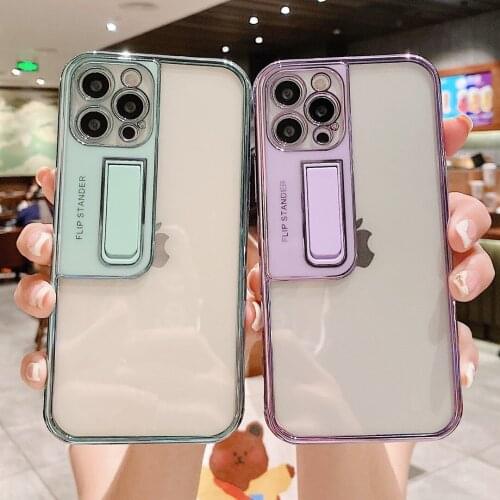 Suitable for iPhone 12 11 PRO MAX XS XR X 8 7 6S Plus soft transparent anti-fall invisible bracket mobile phone case
