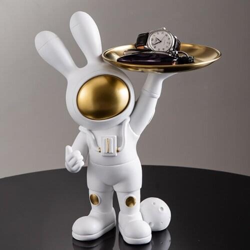Creative Space Rabbit Tray Key Storage Decoration Home Decor Accessories Living Room Wine Cabinet Tray Desktop Storage Ornaments