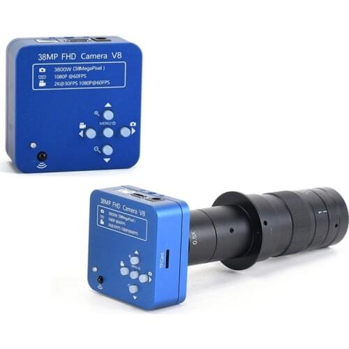 38MP with 180X Objective Lens 1080P 60FPS FHD HY-5038 HDMI USB Industrial Microscope Camera for Phone Repair PCB Soldering