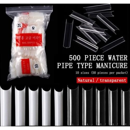 500Pcs Of Transparent Fake Nails High Curvature Bagged Hose Nail Long Ballerina Half French Acrylic Nail Tips Nail Art