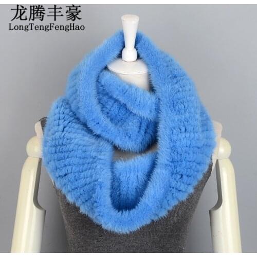 70Cm Ring Knitted Scarves 100% Natural Fur Genuine Fur Scarves Wraps Women Scarves Ladies Mink Fur Shawls For Women Wraps Fur