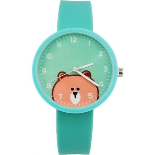 Silicone Cartoon Bear Design Quartz Movement Watch Children Wristwatch Clock Gifts