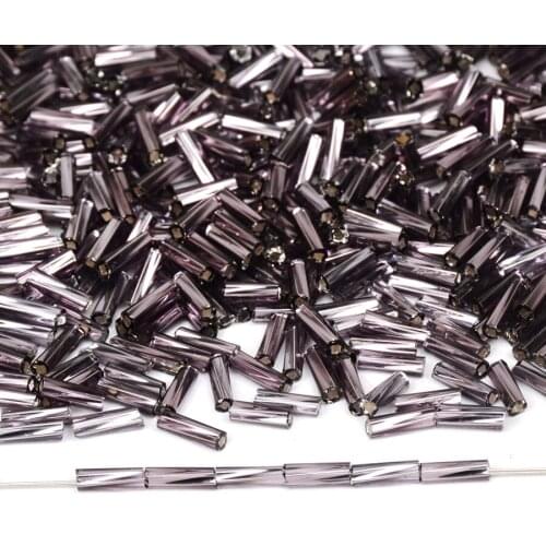 Purple Twist 2x6MM Bugle Glass Beads Czech Tube Beads for Diy Handmade Jewelry Making Bracelet Necklace Beadwork Wholesale