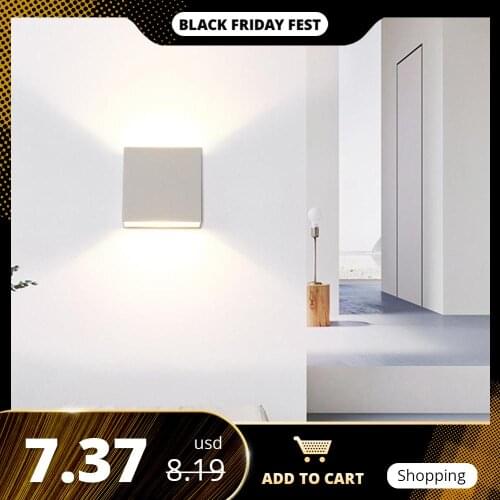 LED Wall Lamp Dimmable Square Bedside Sconces 6W Indoor Lighting Fixture Living Room Study Stair Hotel Aisle Decor AC 110V 220V