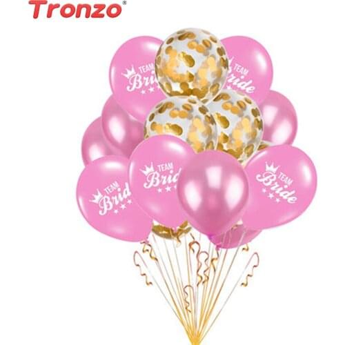 Tronzo Team Bride Confetti Balloons Wedding Decoration 15pcs Pink Rose Gold Confetti Wedding Balloons Bridal Shower Decoration