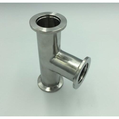 Tee KF-25 Vacuum KF Flange Size NW-25, 304 Stainless Steel Quick Flange Fittings Plumbing 40mm Ferrule OD