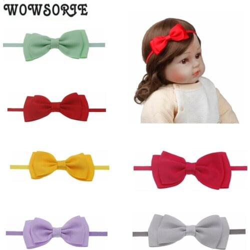 Baby Headband Mini Flower Satin Ribbon Double Layer Bow Elastic Hair band Newborn Photography Props baby Hair Accessories