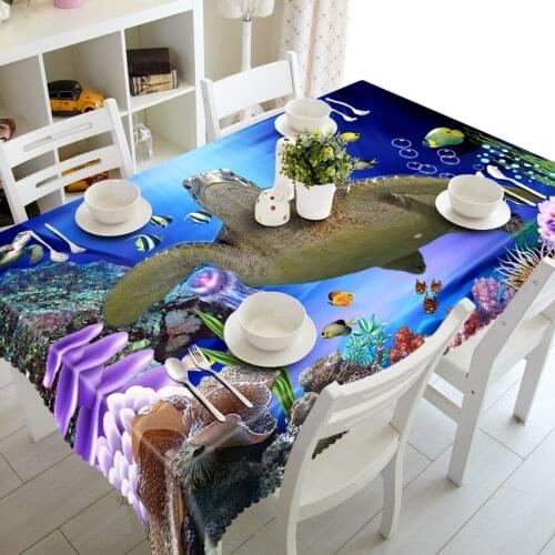 3D Tablecloth Sea turtle print Waterproof Rectangular Kitchen Round Table Cover Home Decorative Pillowcase