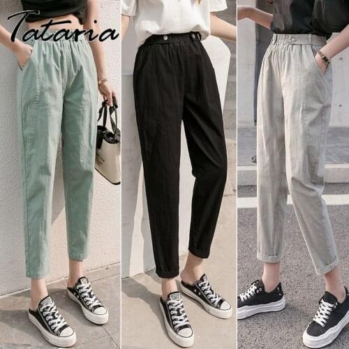 High Quality Womens Classic Pants Capri 2021 Plus Size Casual Cotton Linen Pants for Girl Ankle Length Trousers Pencil Pants