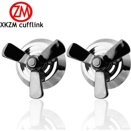XKZM Luxury shirt Gun black propeller cufflink for mens Brand cuff buttons cuff links High Quality abotoaduras Jewelry
