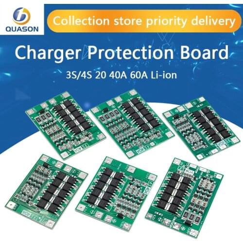 3S/4S 20 40A 60A Li-ion Lithium Battery Charger Protection Board 18650 BMS Drill Motor 11.1V 12.6V/14.8V 16.8V Enhance/Balance