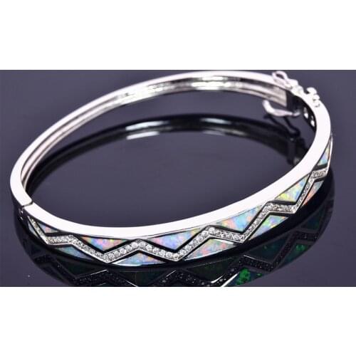 JZB0221 Womens Bohemian Vintage Bracelet White/Blue Opal Bracelet Exquisite Ladies Jewelry Gift