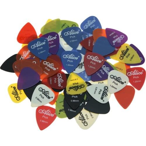 100pcs Alice Smooth Nylon Guitar Bass Picks Assorted Colors 6 Thickness 0.58/0.71/0.81/0.96/1.2/1.5