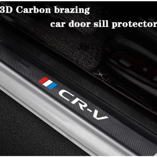 4 pcs car door sill protector leather carbon fiber vinyl stickers Car Accessories For Honda crv 2019 2008 2017 2020 Car