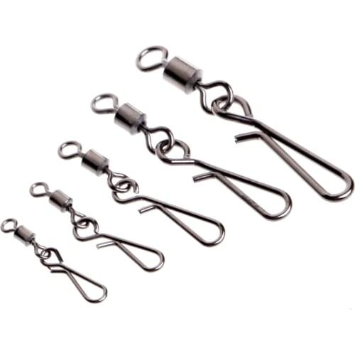 50pcs Rolling Swivels Interlock Snap Size 10 8 6 4 2 Connector Terminal Tackle