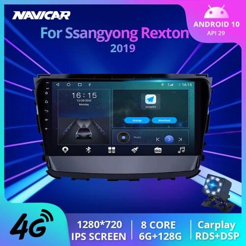 NAVICAR 2Din Android10 Car Radio For Ssang Yong Rexton 2019 GPS Navigation Stereo Receiver DSP Auto Radio Car Multimedia Player