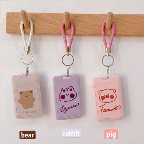 Keychains for Women Bag Pendant Ins Cartoon Card Holder ID Certificate Card Holder with Lanyard Jewelry Trinket Car Key Chain