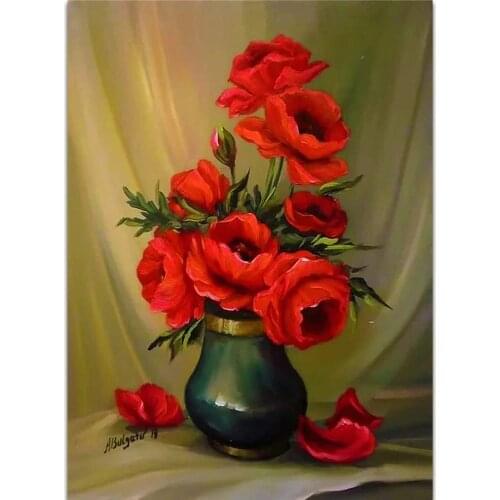 Flower Vase DIY Embroidery 11CT Cross Stitch Kits Needlework Craft Set Cotton Thread Printed Canvas Home Decoration On Sell