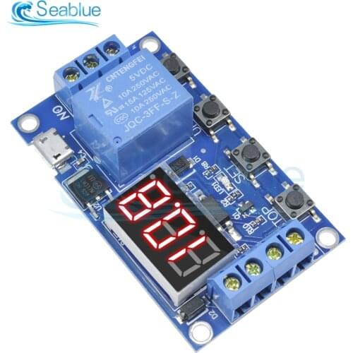 DC 6-30V Support Micro USB 5V LED Display Automation Cycle Delay Timer Control Off Switch Delay Time Relay 6V 9V 12V 24V