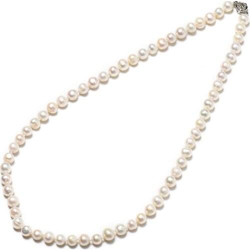 Design chic and Fashionable add Single pure white 7-8 mm Smooth Freshwater Natural pearl Necklace