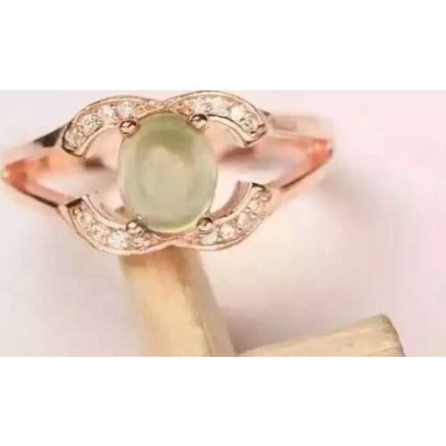 Natural green prehnite stone Ring Natural gemstone Ring S925 sterling silver trendy Elegant personality womens party Jewelry