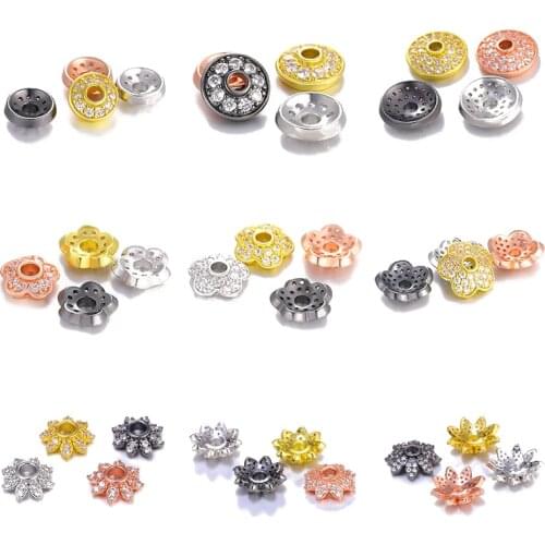 Juya Womens Jewelry Components Handmade Decoration Flower Spacers Charm Beads For DIY Tassels Earrings Beadwork Jewelry Making