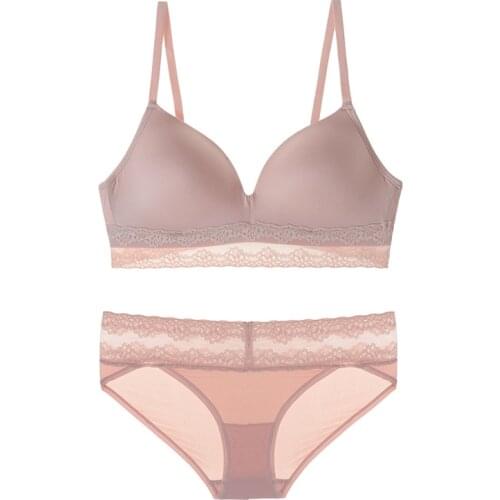 2020 New Soft Smooth Thin Cup Wireless Bra Set with Lace U Backless Seamless Underwear Women Lingerie Comfortable Breathable