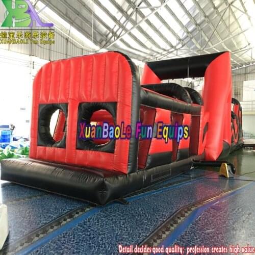 Red And Black Inflatable Radical Run Obstacle Course For Children Birthday Party Rental