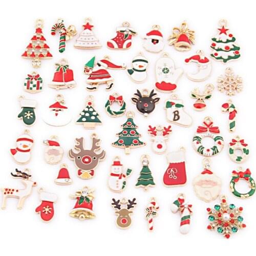 42pcs/lot Alloy Creative Christmas series Pendants Buttons Ornaments Jewelry Earrings Choker Brooch Hair DIY Jewelry Accessories