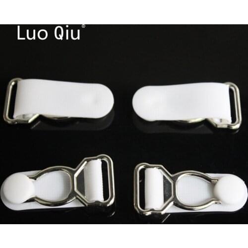 Luo Qiu 100 pcs 1.2cm Silver Metal+white PP Garter clip Garment clips Clothing accessories Sewing Supplies
