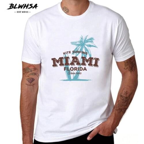 BLWHSA Miami Florida Summer Men T-shirt Fashion Kite Plam Tree Top Tees Style O-neck Short Sleeve T Shirt
