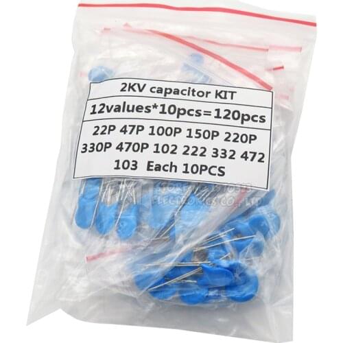 DIY KIT 120PCS=12value*10PCS 2KV Ceramic capacitor KIT 2KV 22P 47P 100P 150P 220P 330P 470P 102 222 332 472 103 EACH 10PCS
