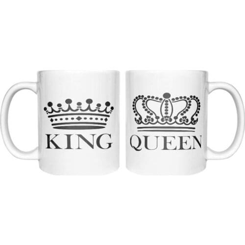 King QUEEN Matching Couple Set Valentines Day Gift His & Hers Coffee Mugs Mug White 11 Oz