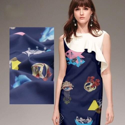 Natural Mulberry Digital Printing Silk Wool Fabric 25mm Soft Blended Smooth Garment Fabrics Wholesale Cloth Per Meter Sewing