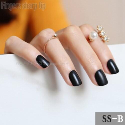 2017 new 24pcs false nails Pure black candy short paragraph round square head comfortable multicolor all wrapped SS-B