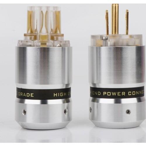 New OEM High End 24K Gold Plated US Power Cable Plug IEC Connector Female male Plug for Hifi power Plug extension adapter