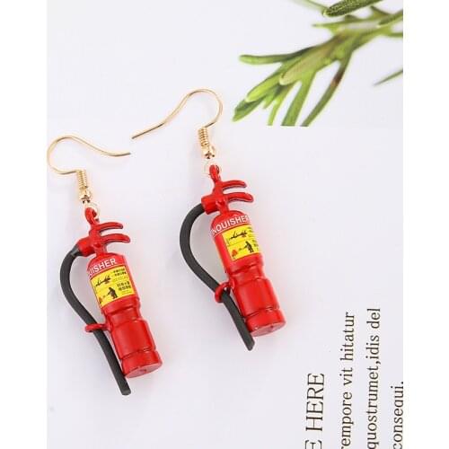 New personality simulation fire extinguisher model earrings female fun punk style earrings students E647 E647