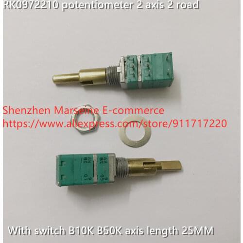 Original New 100% RK0972210 potentiometer 2 axis 2 road with switch B10K B50K axis length 25MM