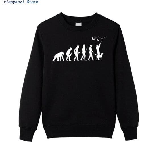 Autumn spring Funny Hunt Evolution Hunter With Dog Duck men pullovers Mens Casual Cotton Printed sweatshirts hoodies X-436