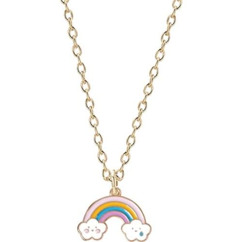 Rainbow Cloud Smiley Face Pendant Necklace Girlfriend Clavicle Choker Lady Jewellery Fashion Girl Jewelry 2021 Christmas Gift