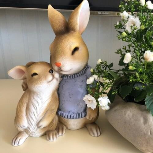 Pastoral Simulation Animal Resin Bunny Sculpture Ornaments Courtyard Garden Lawn Figurines Crafts Outdoor Park Rabbit Decoration