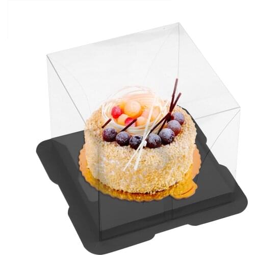 Clear Cupcake Box Square Packing Gift Box with Bottom Bracket PET Candy Cake Box Food Transport Weddding Party Cake