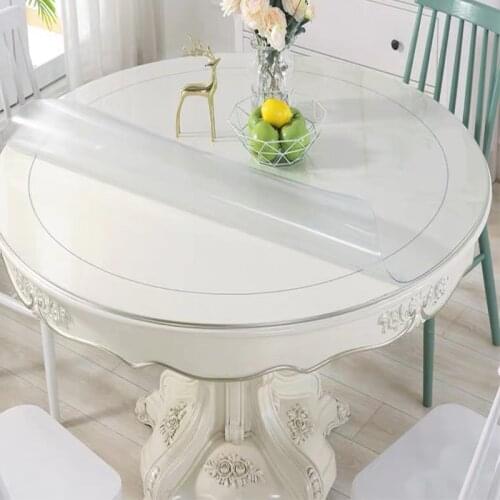 BALLE PVC Transparent Round Table Cloth Dinning Table Cover Waterproof Tablecloth Round Desk Pad Soft Glass Plastic Clear Mat