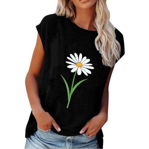Plus Size Harajuku T Shirt Womens Summer Loose Single Flower Print O-neck Short Sleeve Blouse Top Blusas Mujer De Moda 2021
