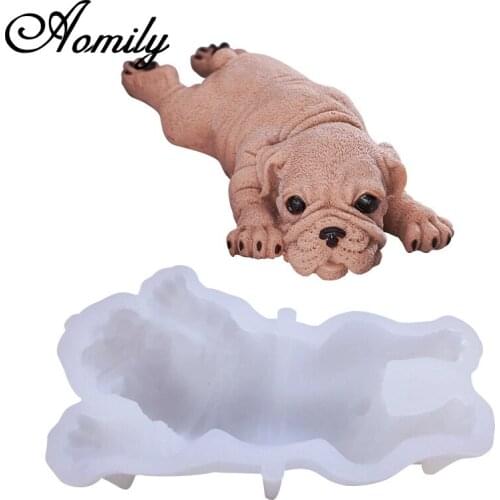 Aomily 3D Shar Pei Dog Cake Ice Cream Silicone Mold DIY Cute Design Pudding Silicone Mousse Baking Fondant Cake Mould Gift