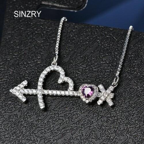 SINZRY Cubic Zirconia micro paved heart chokers necklace fashionable love arrow pendant Jewelry for Women